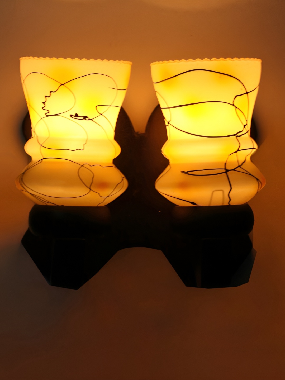

1ST TIME White & Yellow Printed Glass Contemporary Wall Lamp