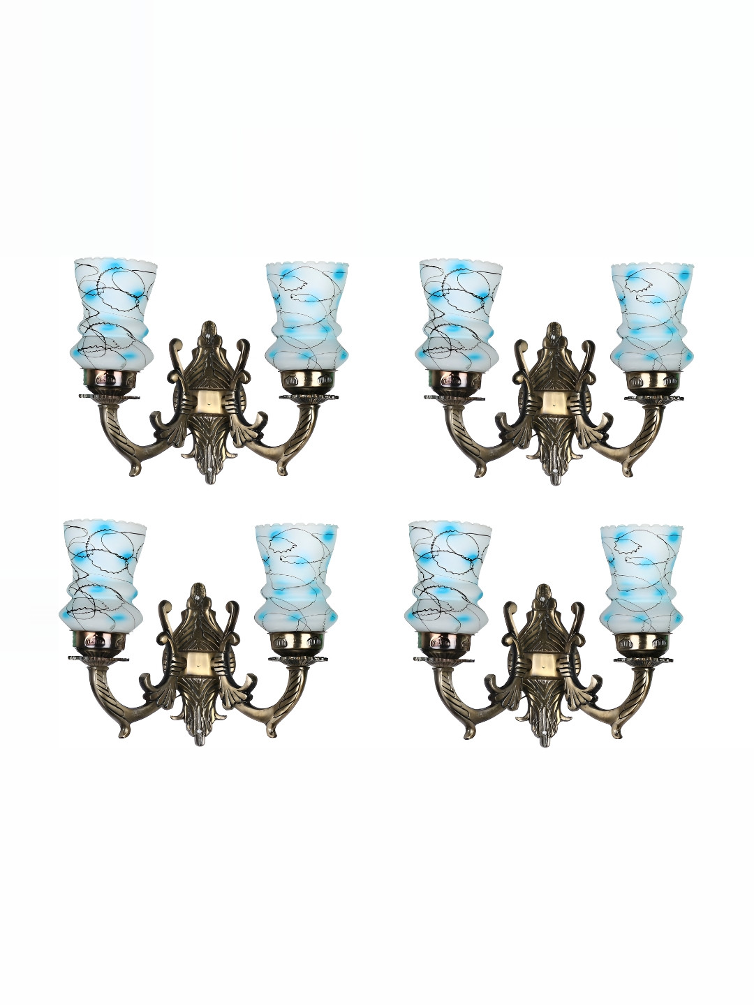 

1ST TIME White & Blue 4 Pieces Printed Glass Contemporary Wall Lamp