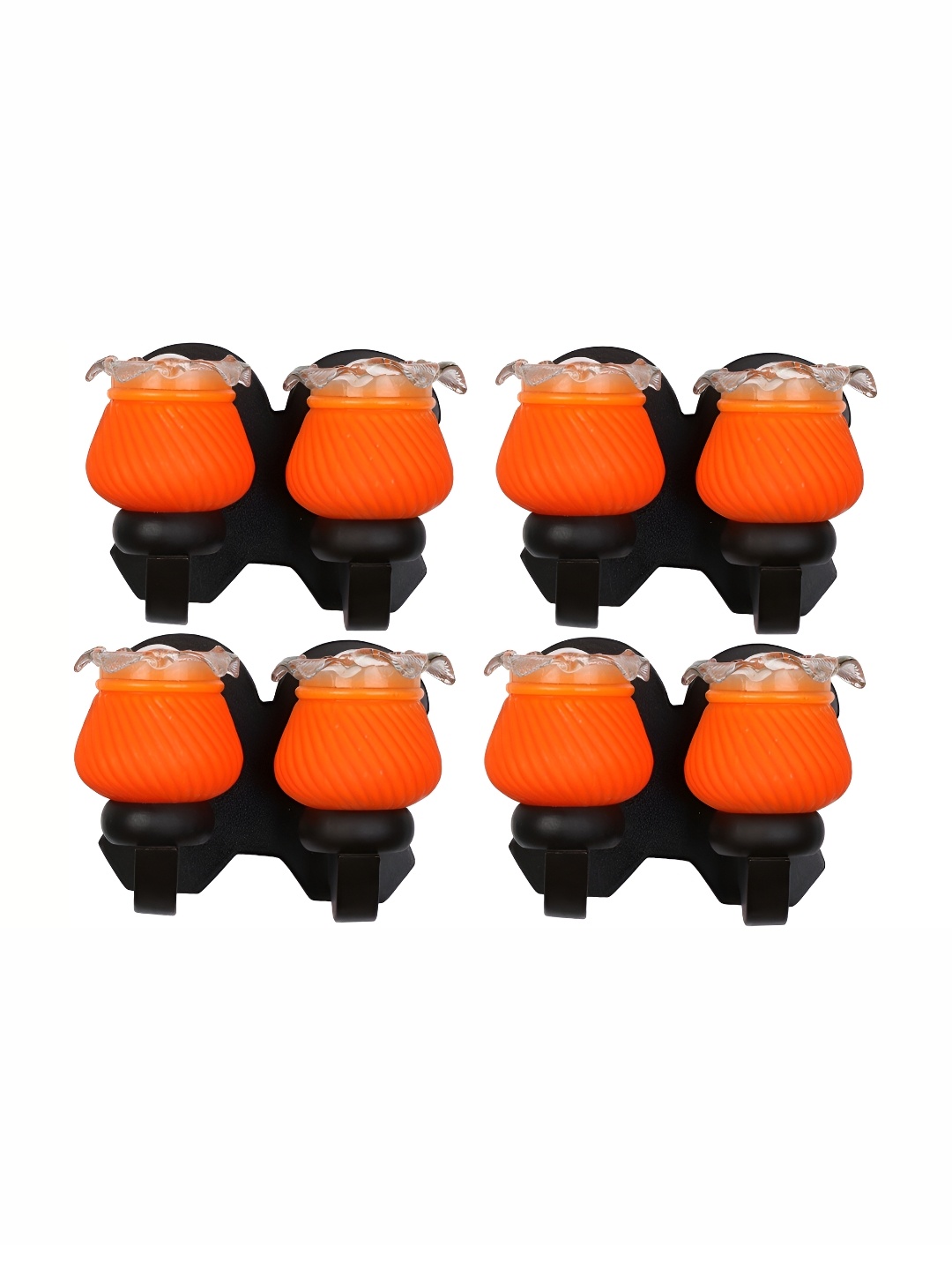 

1ST TIME Orange & Black 4 Pieces Textured Glass Contemporary Semi Sphere Wall Lamps