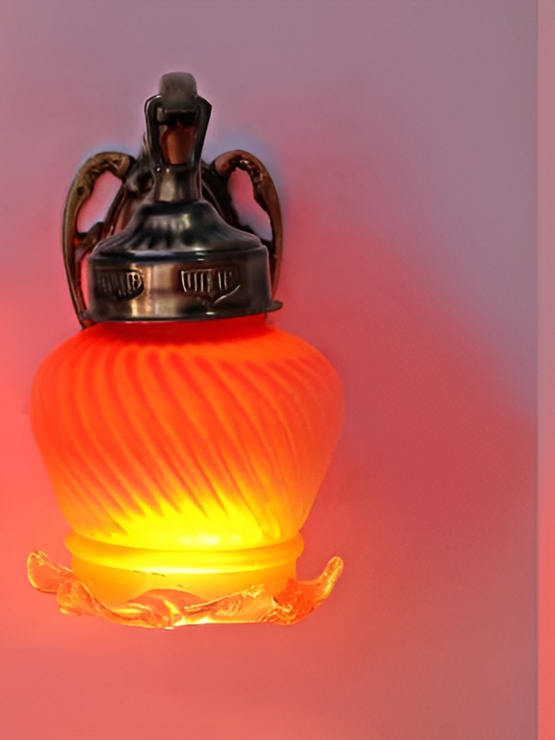 

1ST TIME Orange & Gold Toned Textured Glass Contemporary Wall Lamp