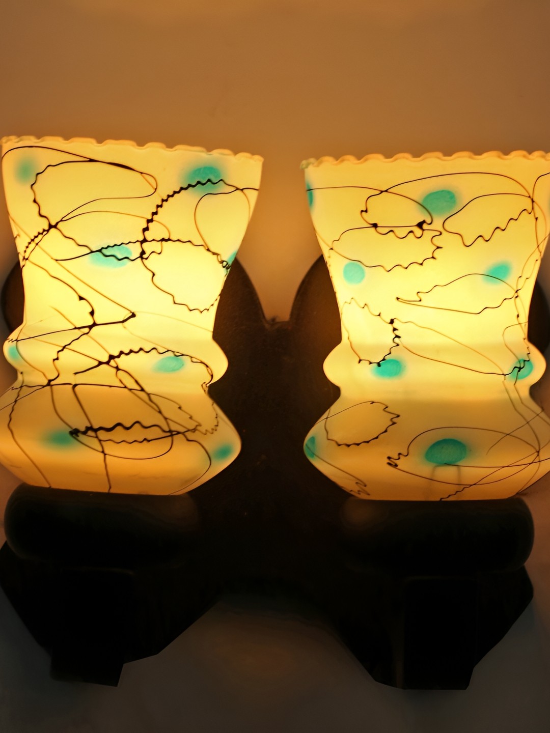 

1ST TIME White & Blue Printed Glass Contemporary Abstract Shaped Wall Lamp