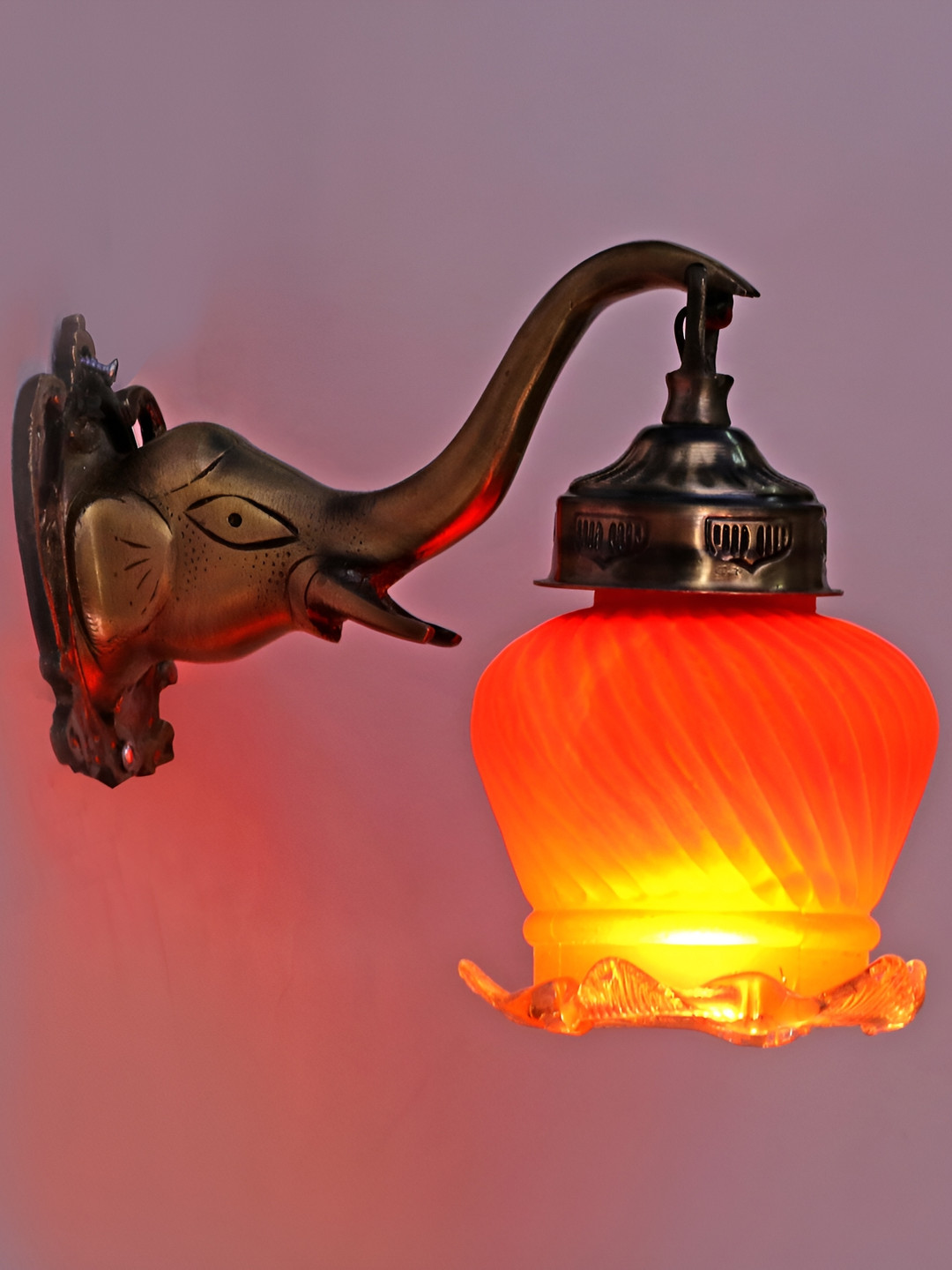

1ST TIME Orange & Transparent Glass Contemporary Bell Shaped Wall Lamp