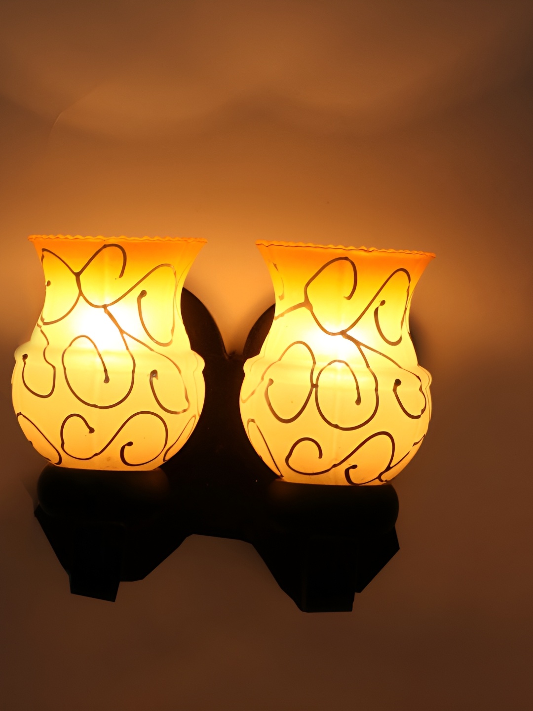 

1ST TIME White & Yellow Printed Glass Contemporary Abstract Printed Wall Lamp