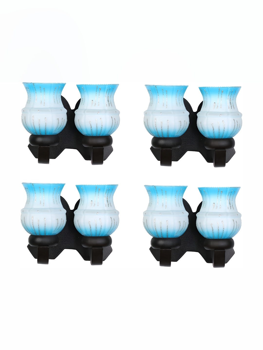 

1ST TIME White & Blue 4 Pieces Printed Glass Traditional Wall Lamps