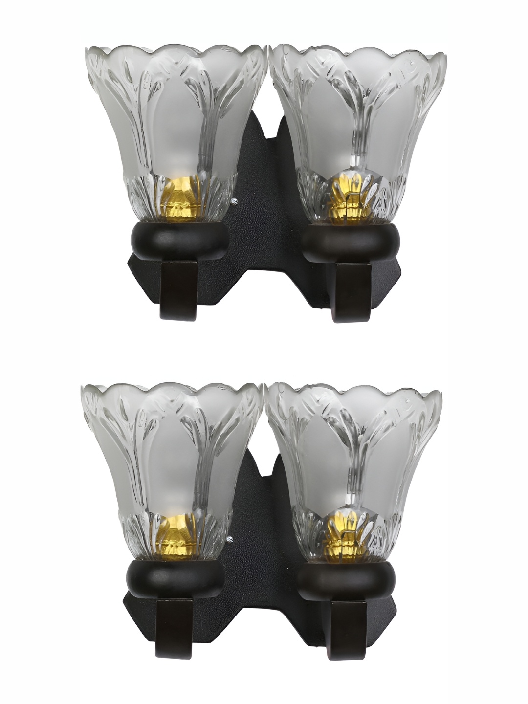 

1ST TIME Transparent & Black 2 Pieces Textured Glass Contemporary Wall Lamp