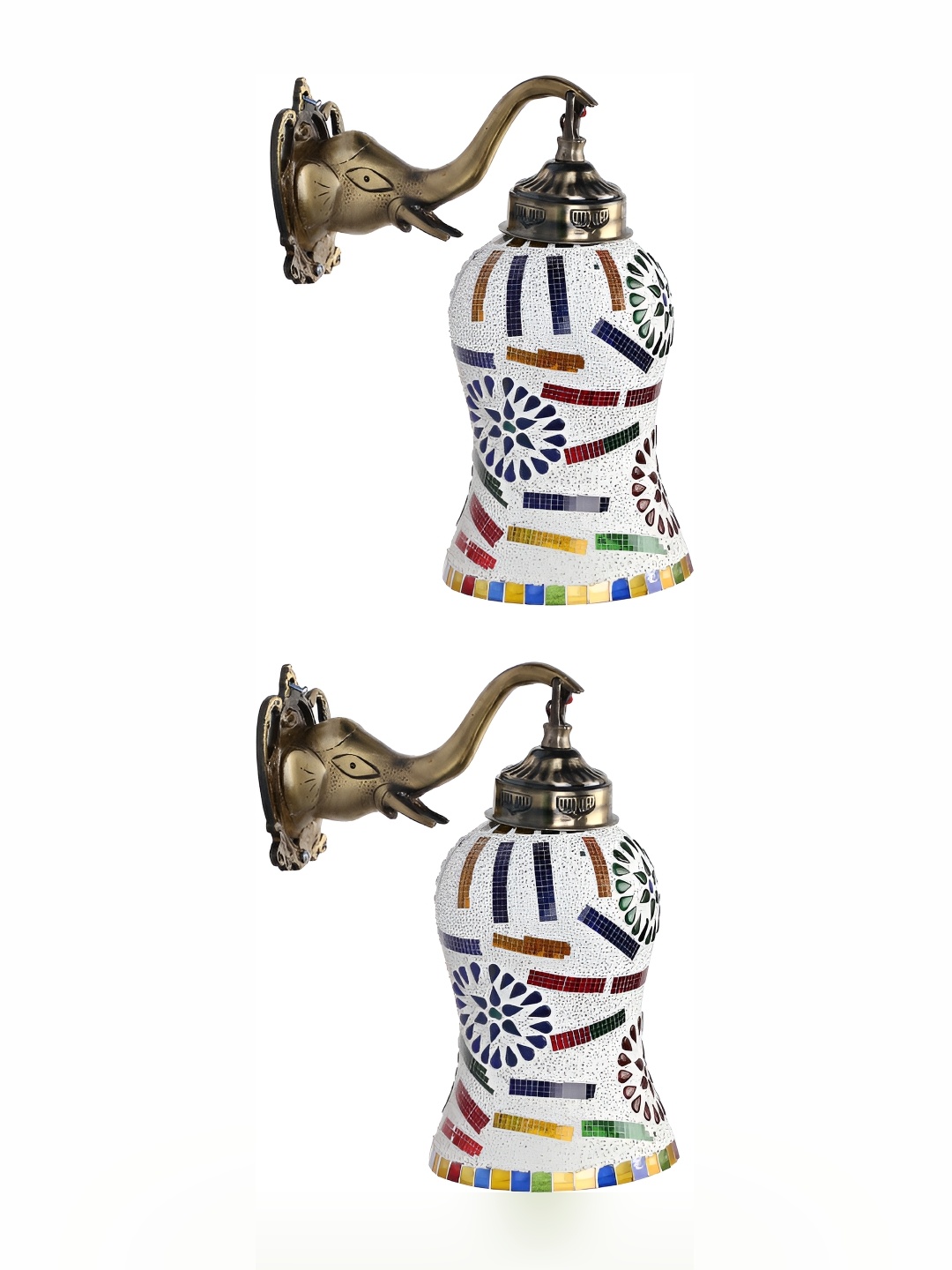 

1ST TIME White & Blue 2 Pieces Textured Glass Traditional Wall Lamps