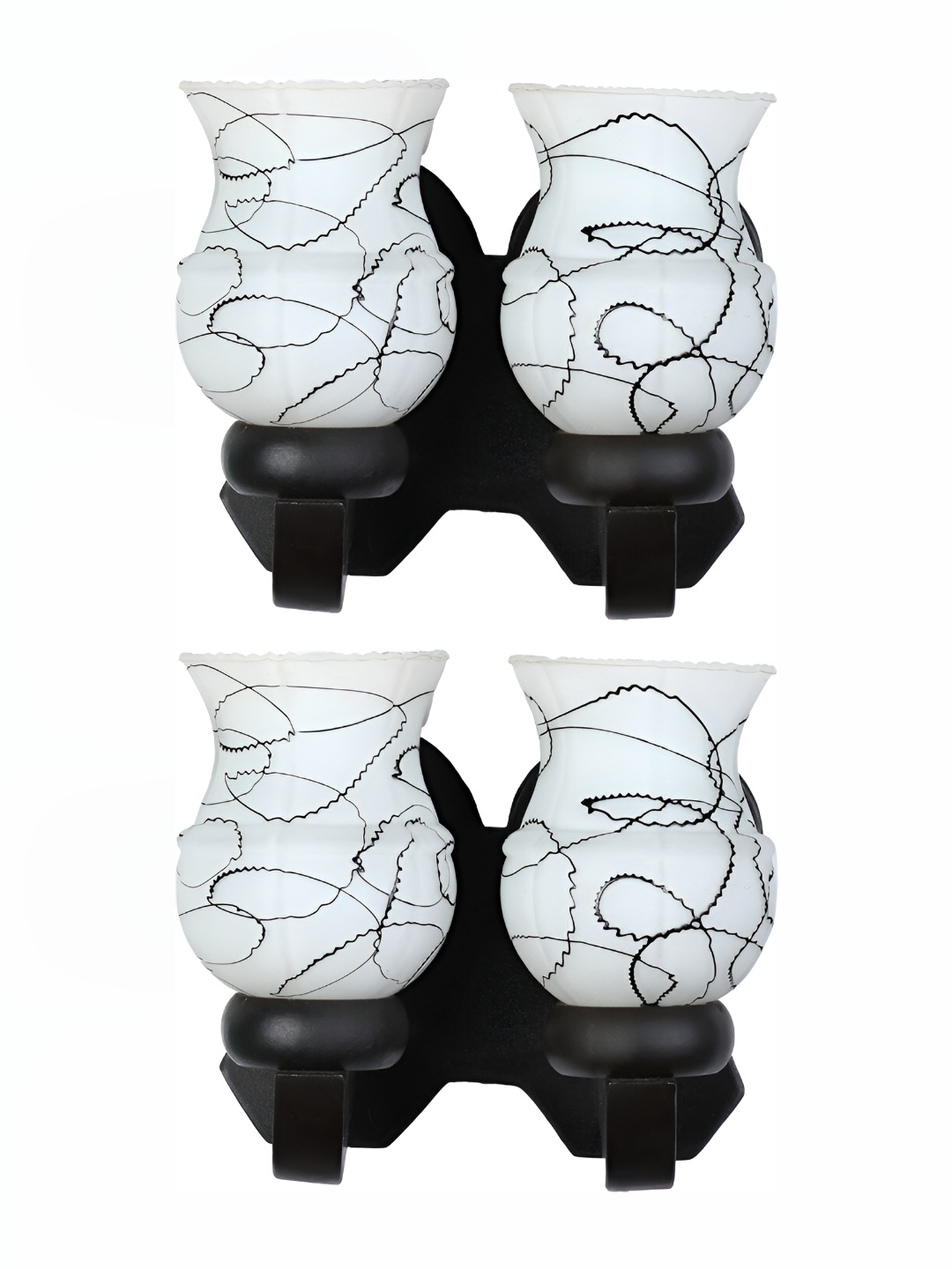 

1ST TIME White & Black 2 Pieces Printed Glass Traditional Wall Lamp