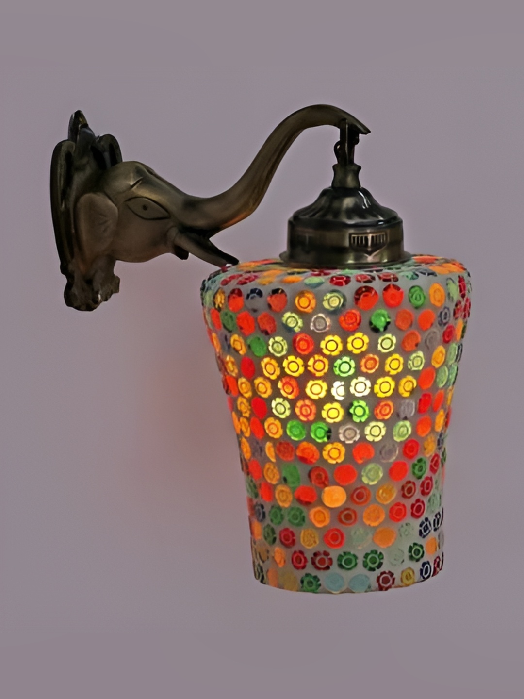 

1ST TIME Red & Green Printed Glass Contemporary Cylinder Shaped Wall Lamp