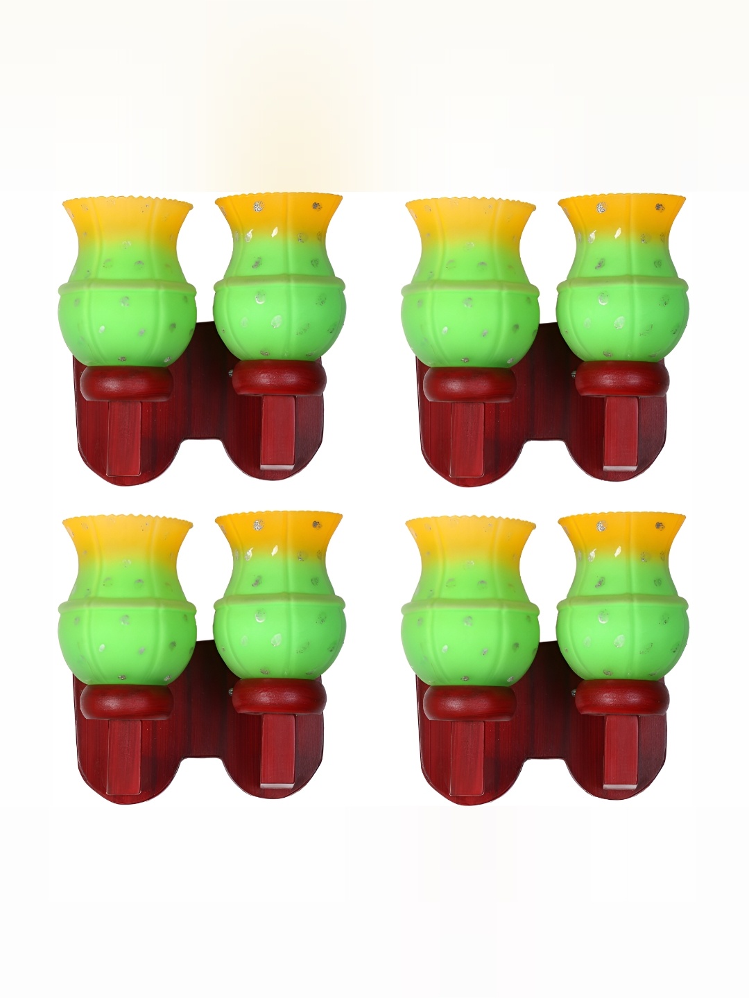 

1ST TIME Green & Yellow 4 Pieces Printed Glass Traditional Wall Lamp