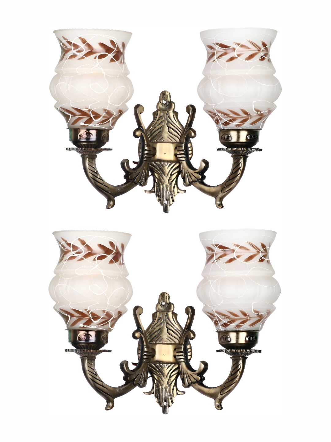 

1ST TIME White & Brown 2 Pieces Printed Glass Contemporary Wall Lamp