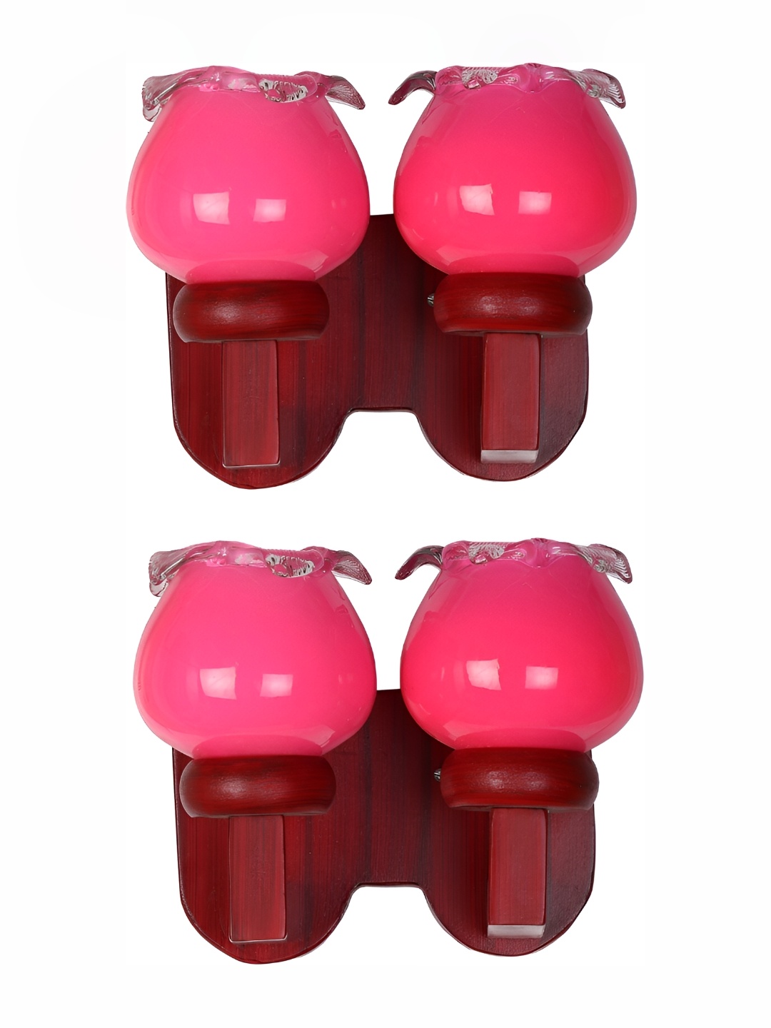 

1ST TIME Pink & 2 Pieces Transparent Glass Contemporary Wall Lamp