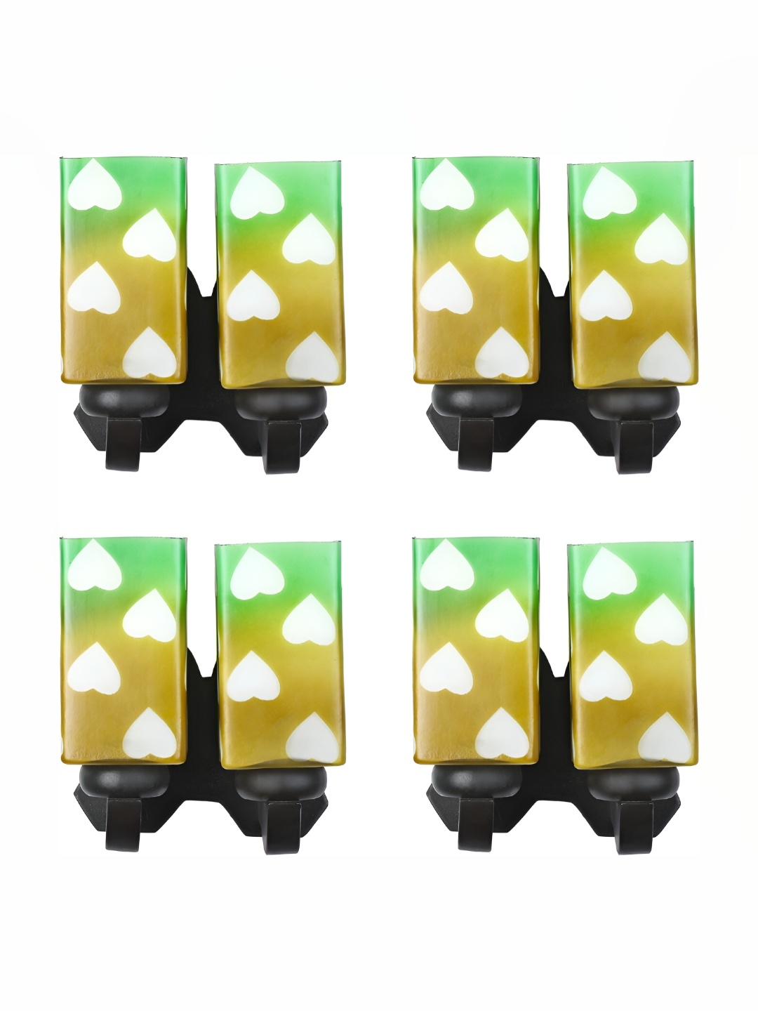 

1ST TIME Green & White 4 Pieces Printed Rectangle Shaped Glass Wall Lamps