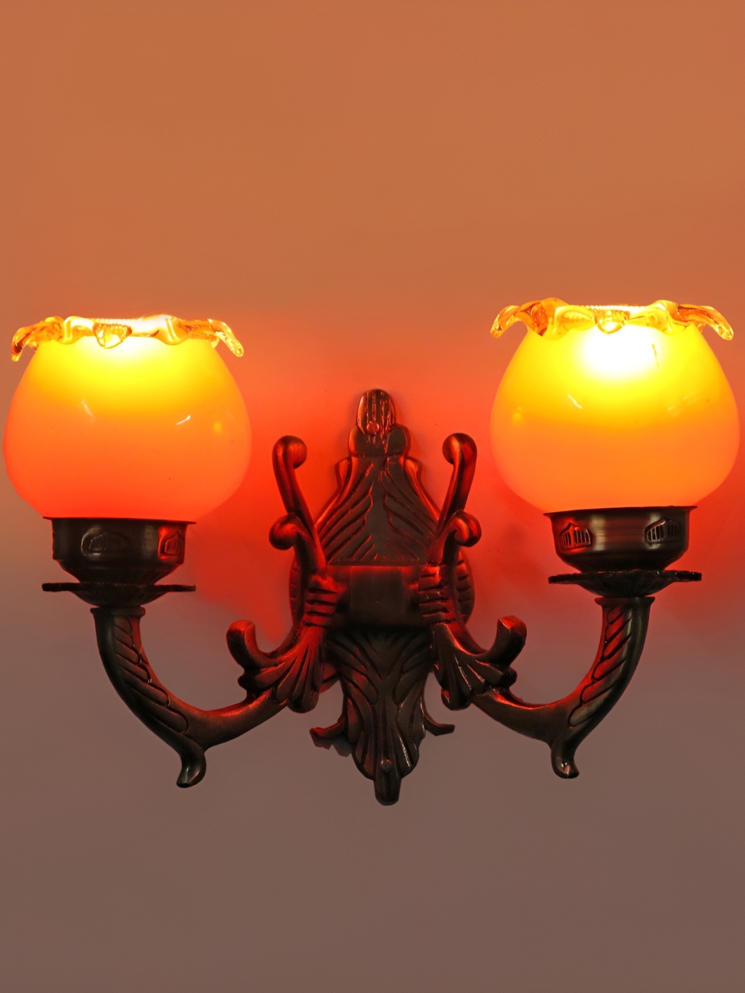 

1ST TIME Orange & Transparent Glass Contemporary Bell Shaped Wall Lamp