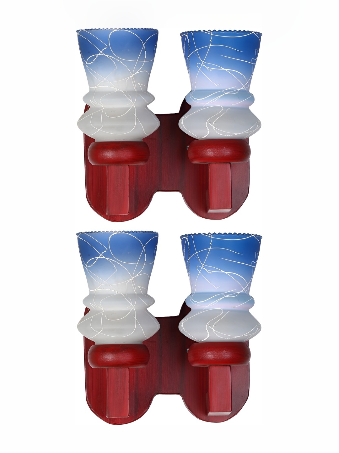 

1ST TIME White & Blue 2 Pieces Printed Glass Contemporary Wall Lamp