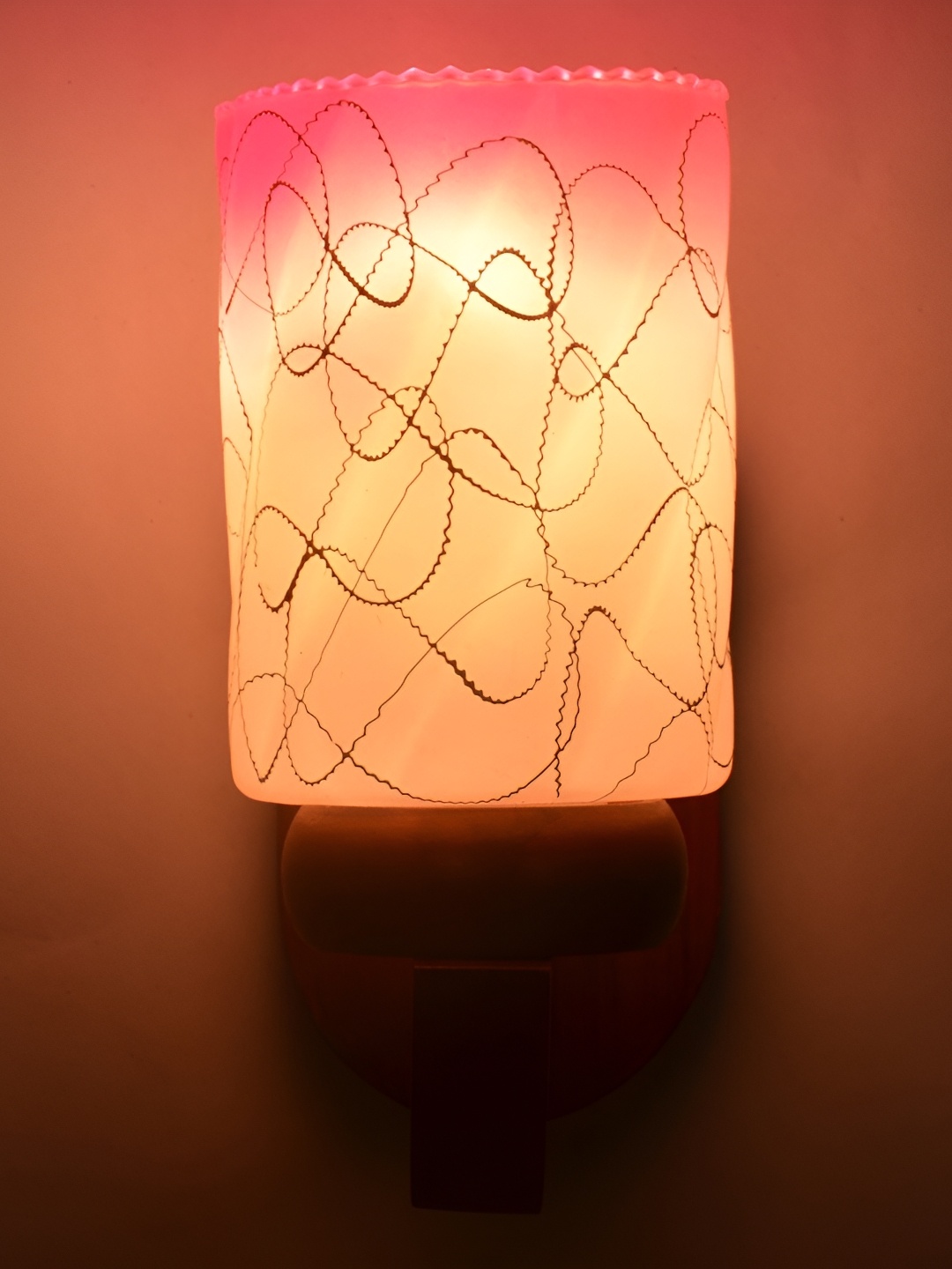 

1ST TIME Pink & White Printed Glass Cylinder Self Assembly Contemporary Wall Lamp