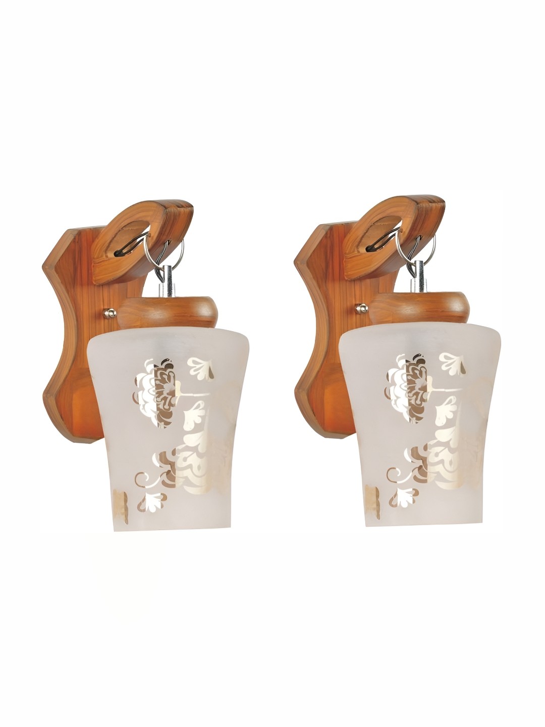 

1ST TIME White & Brown 2 Pieces Printed Glass Traditional Wall Lamp