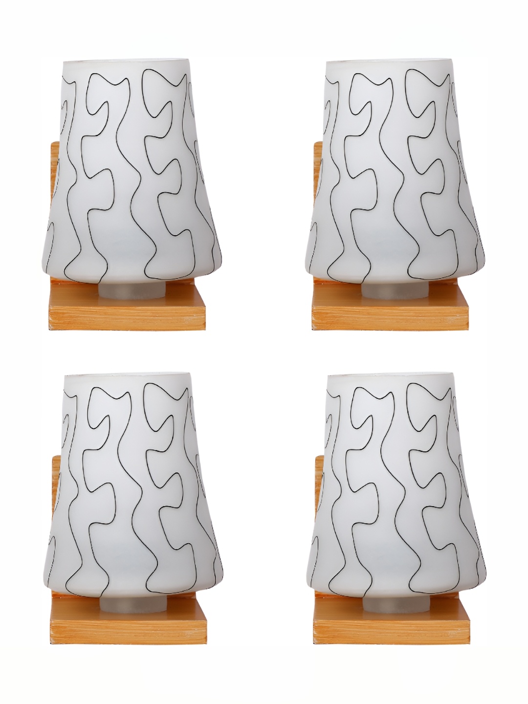 

1ST TIME White & Black 4 Pieces Printed Glass Traditional Wall Lamp
