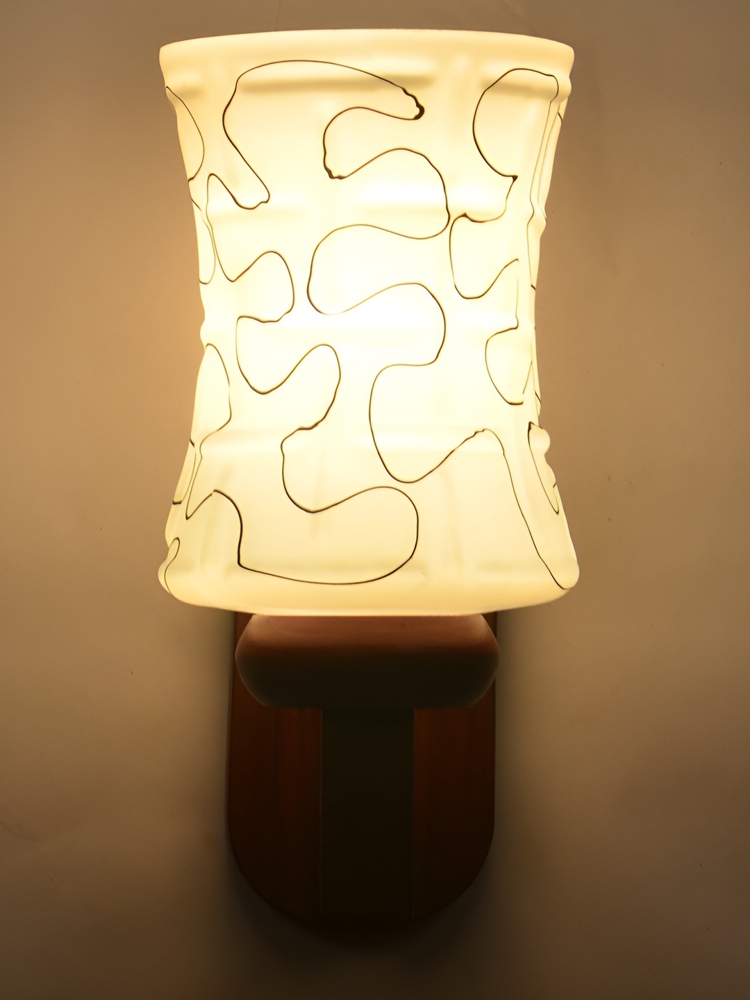 

1ST TIME White & Black Printed Glass Contemporary Abstract Shaped Wall Lamp