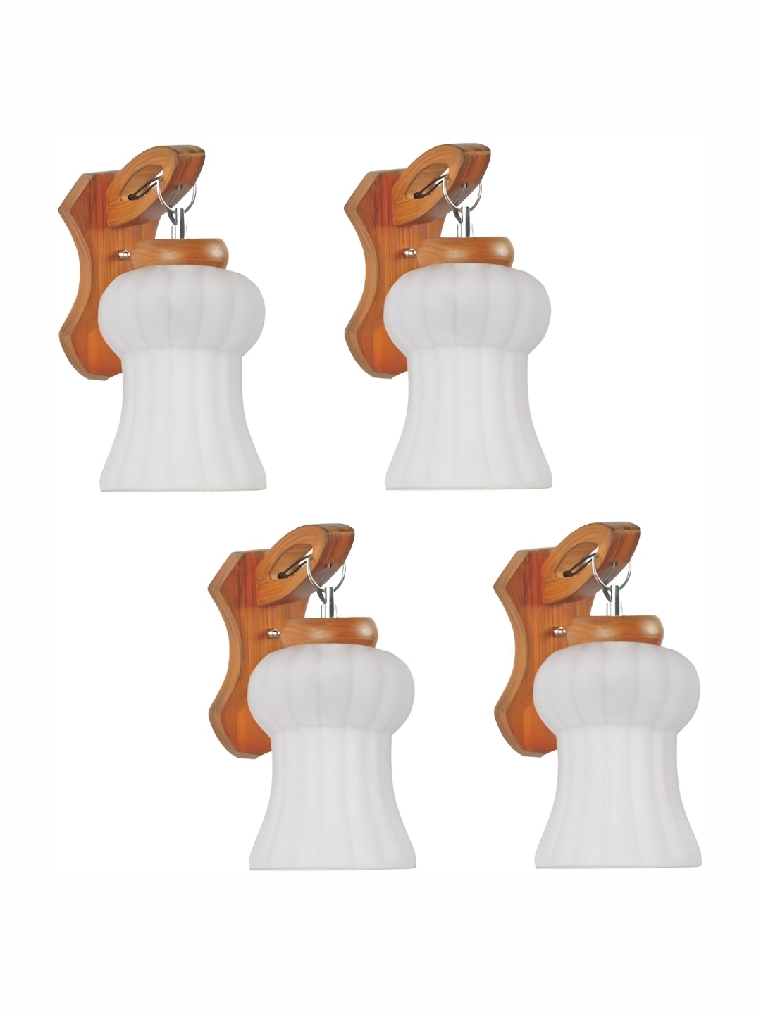 

1ST TIME White & Brown 4 Pcs Textured Abstract Shaped Contemporary Glass Wall Lamp