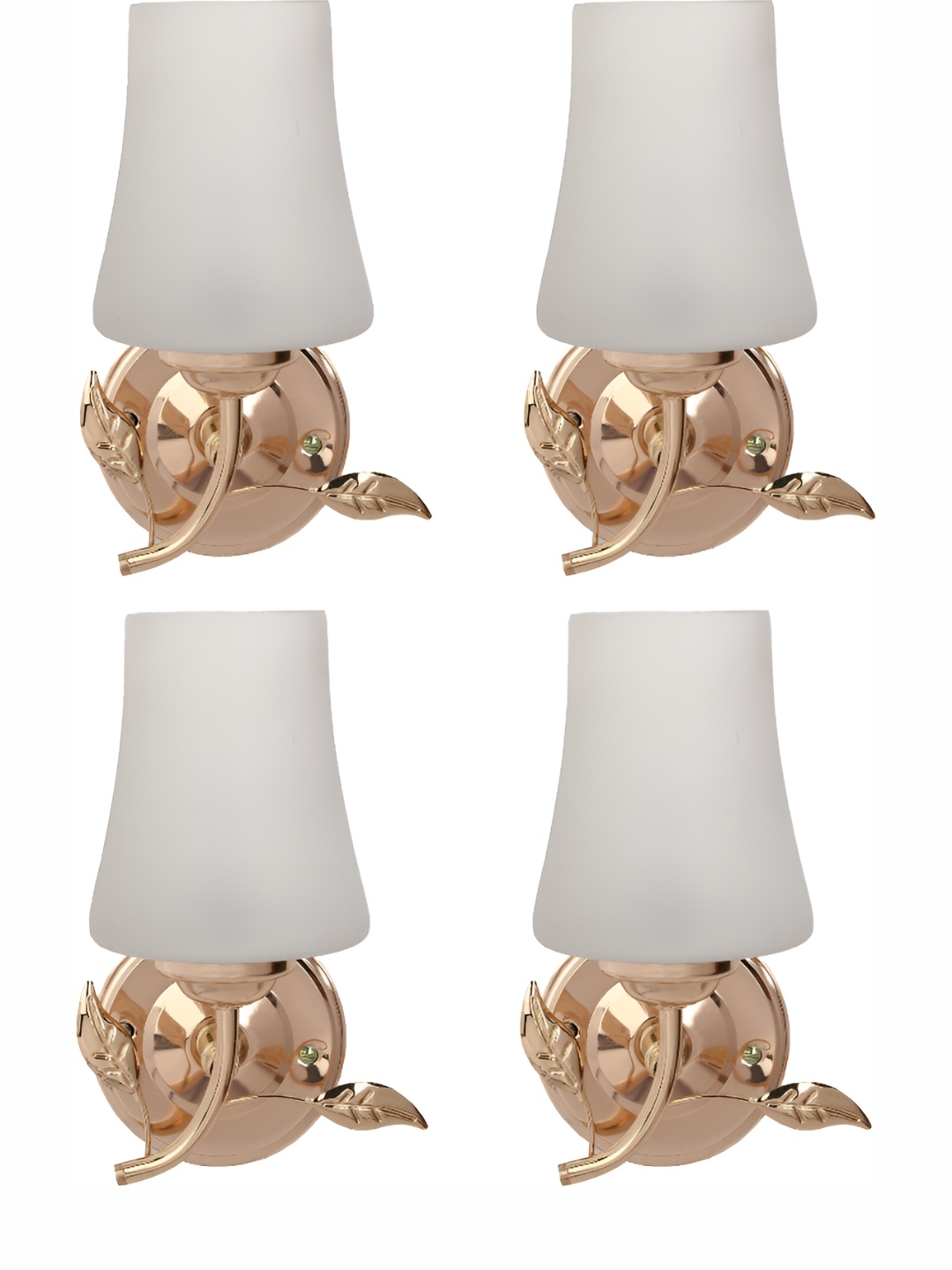 

1ST TIME White & Gold-Toned 4 Pieces Glass Self Assembly Frustum Contemporary Wall Lamps