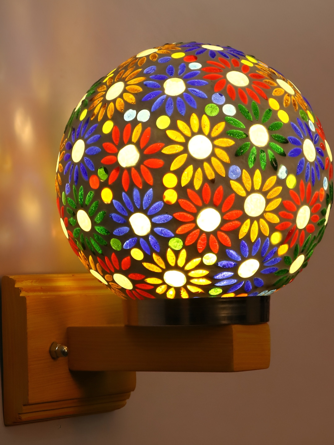 

1ST TIME White & Blue Textured Spherical Shaped Glass Wall Lamp