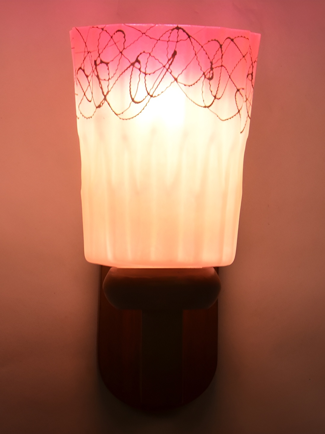 

1ST TIME Pink & White Printed Glass Self Assembly Frustum Contemporary Wall Lamp