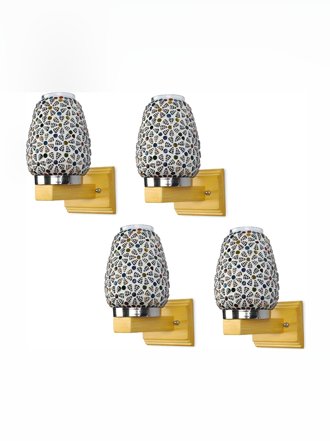 

1ST TIME White & Yellow 4 Pieces Textured Glass Traditional Wall Lamp