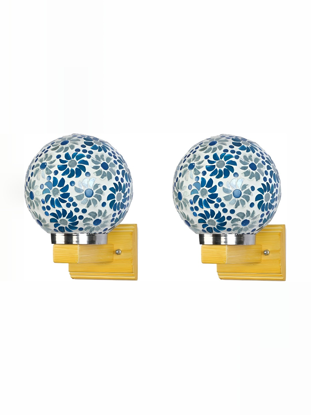 

1ST TIME Blue & White 2 Pieces Textured Glass Abstract Shaped Contemporary Wall Lamps