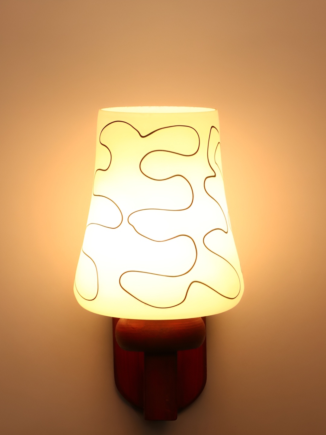 

1ST TIME White & Black Printed Abstract Shaped Glass Wall Lamp
