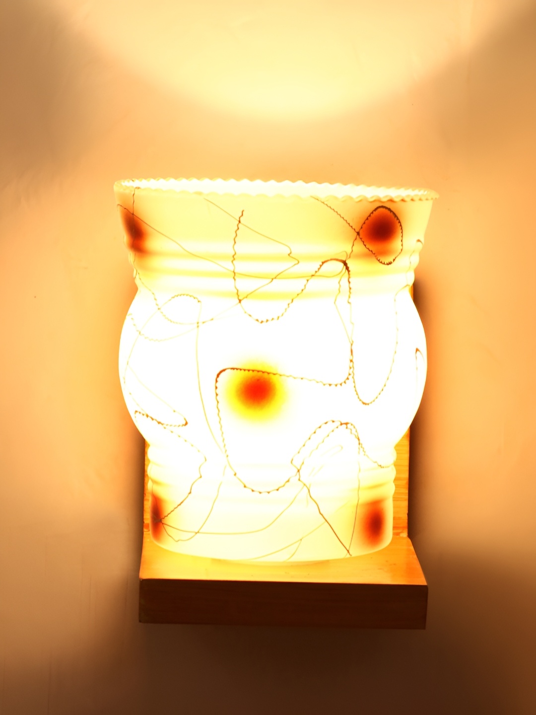 

1ST TIME White & Brown Printed Glass Contemporary Wall Lamp