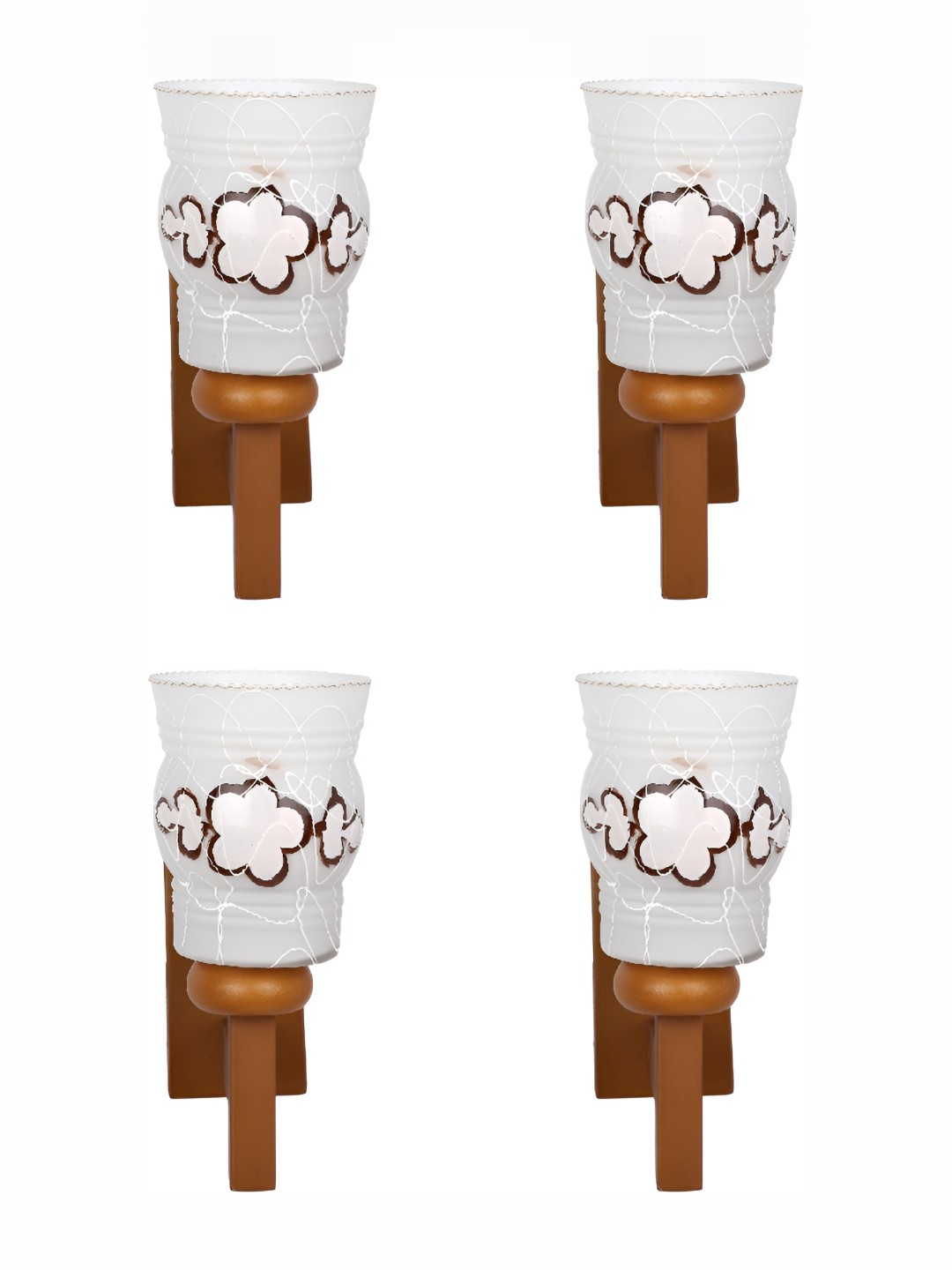 

1ST TIME White & Brown 4 Pieces Printed Glass Traditional Wall Lamp