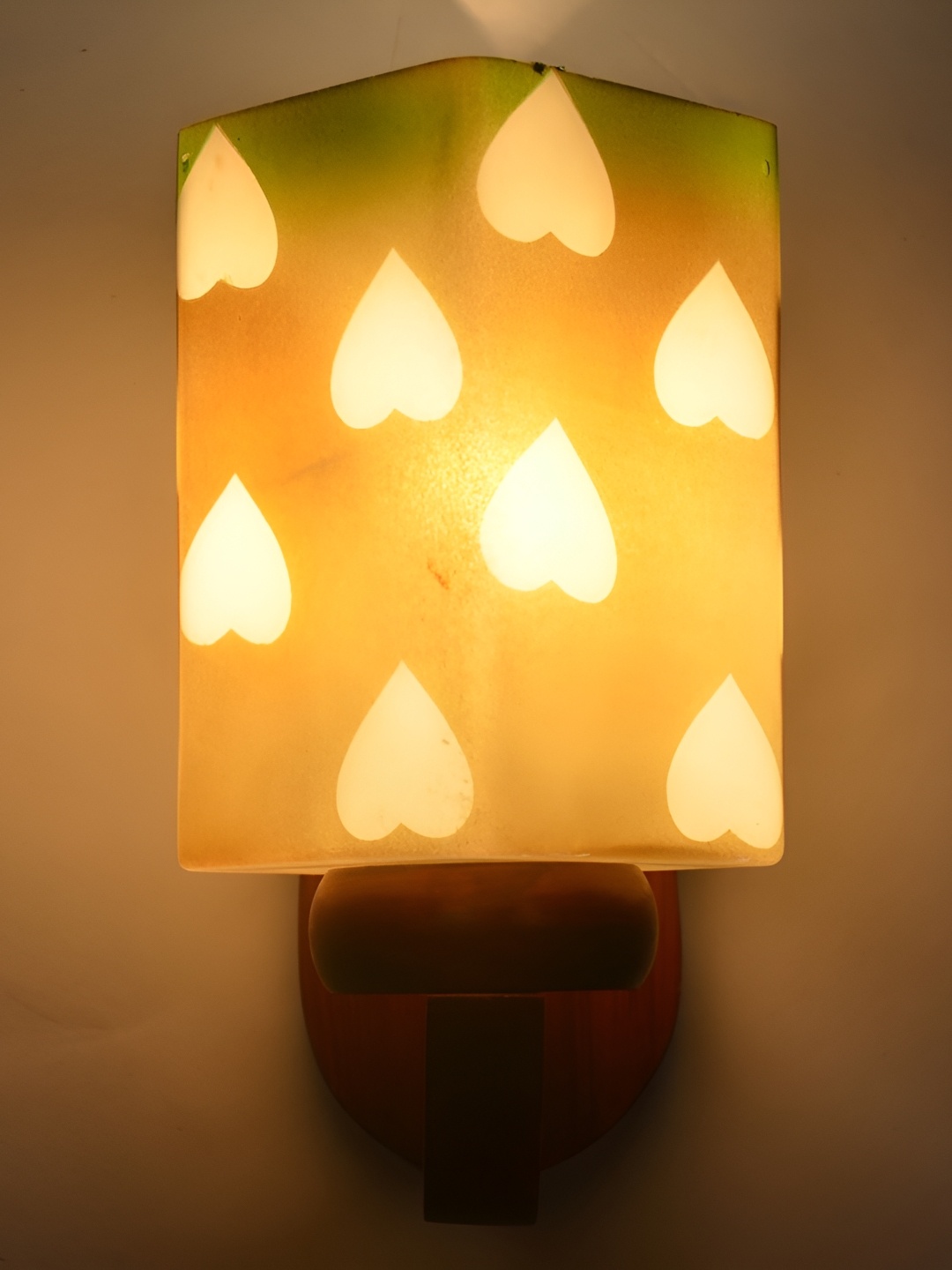 

1ST TIME Brown & White Printed Glass Traditional Rectangle Shaped Wall Lamp