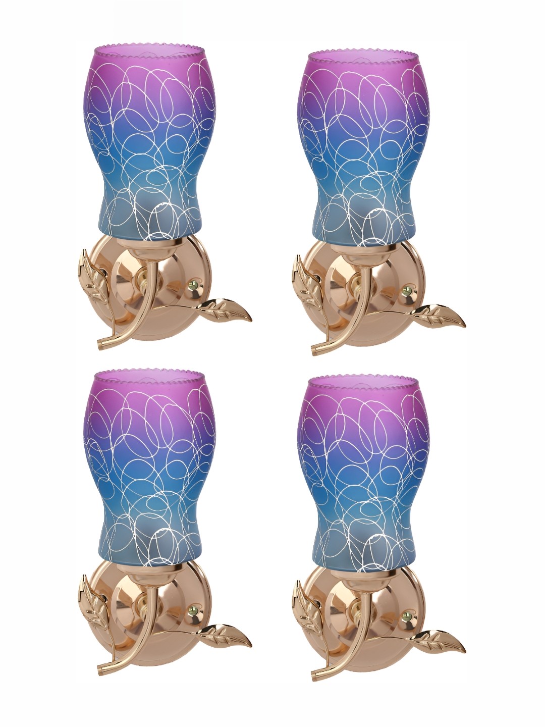 

1ST TIME Purple & Blue 4 Pieces Printed Abstract Shaped Contemporary Wall Lamps