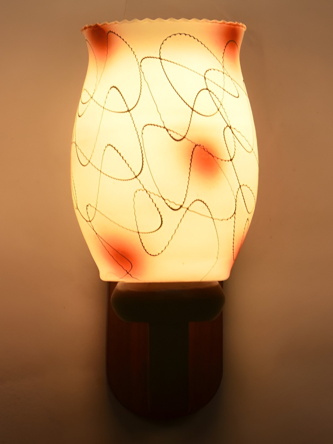 

1ST TIME White & Orange Printed Glass Bell Contemporary Wall Lamp