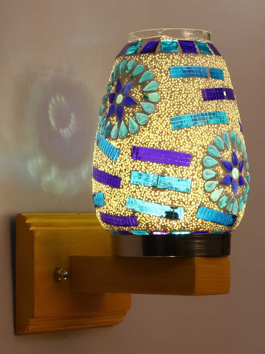 

1ST TIME White & Blue Textured Glass Contemporary Wall Lamp