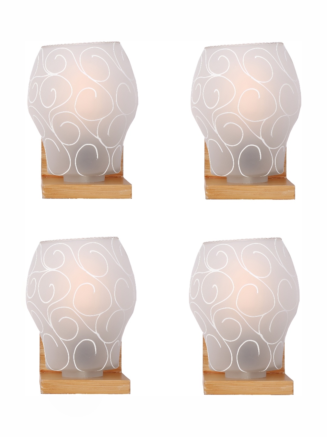 

1ST TIME White 4 Pieces Printed Glass Abstract Shaped Contemporary Wall Lamps