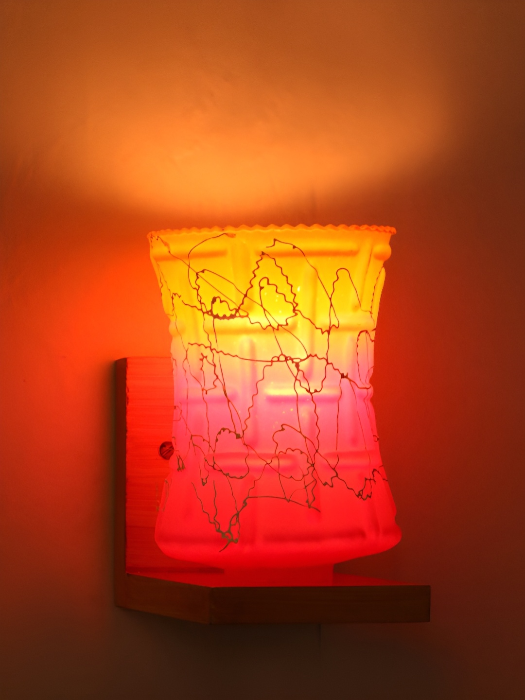 

1ST TIME Pink & Orange Printed Glass Contemporary Abstract Shaped Wall Lamp