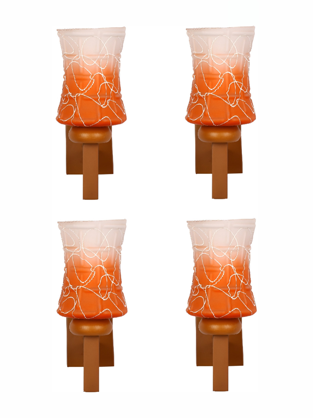 

1ST TIME Orange & White 2 Pcs Printed Glass Contemporary Wall Lamp