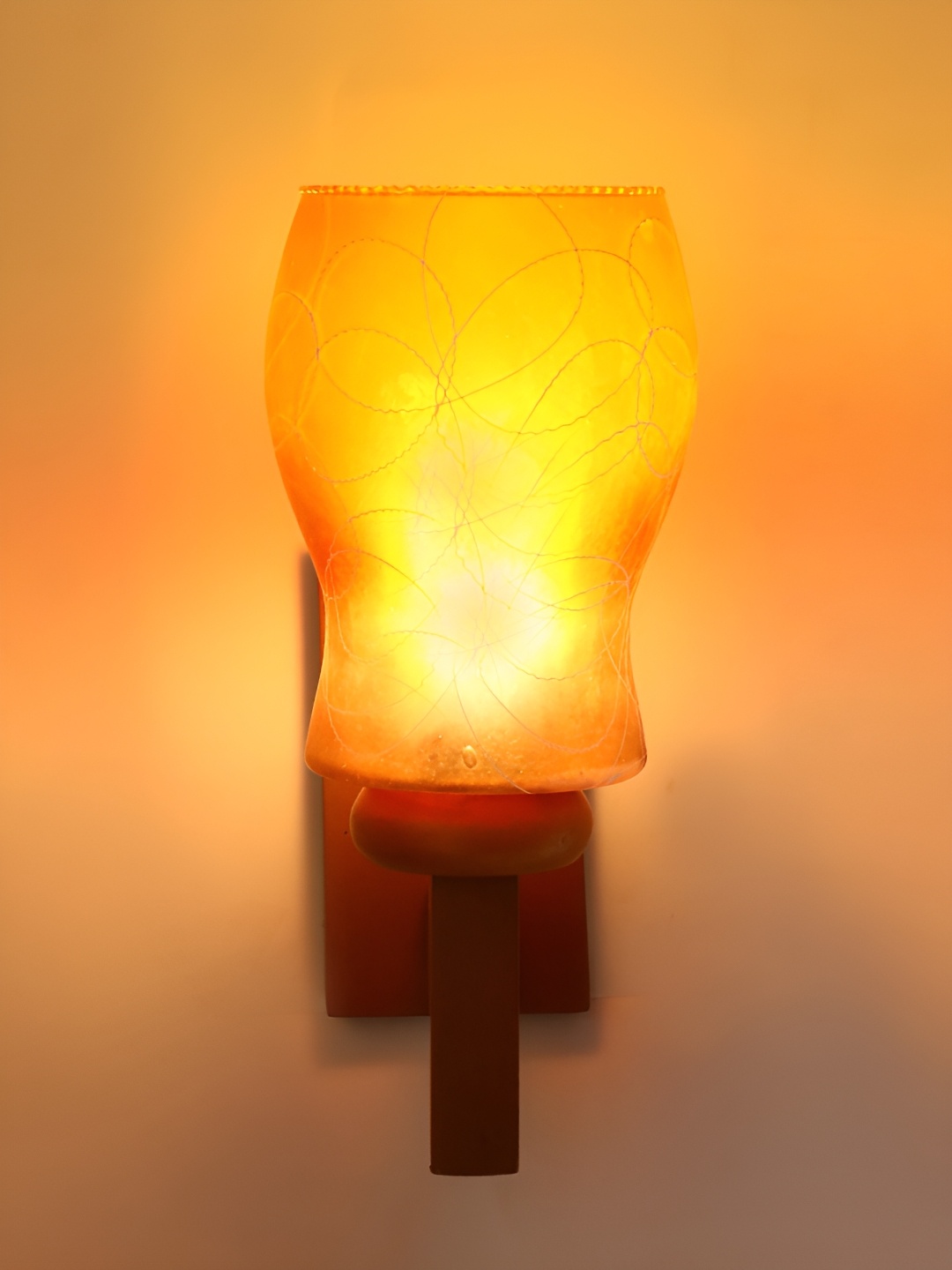 

1ST TIME Brown & White Printed Glass Abstract Shaped Contemporary Wall Lamp
