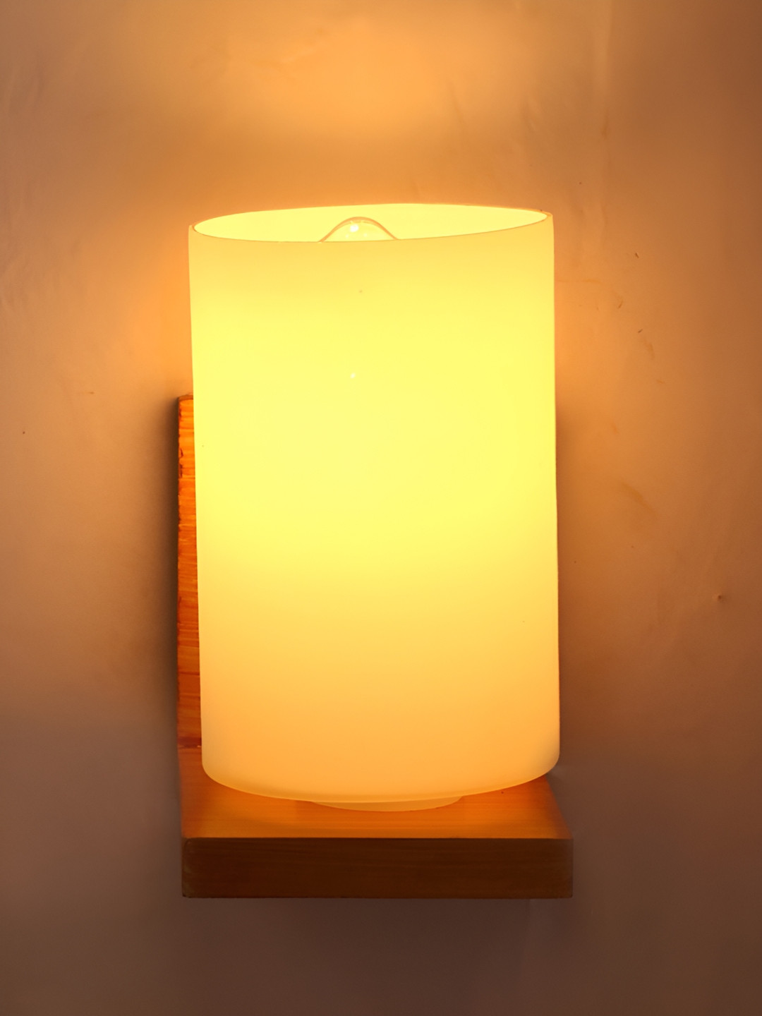

1ST TIME White & Brown Glass Cylinder Shaped Wall Lamp