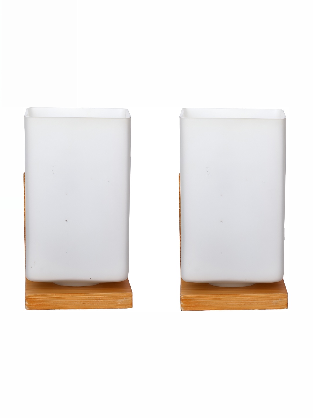 

1ST TIME White & Brown 2 Pieces Glass Rectangular Shaped Contemporary Wall Lamps