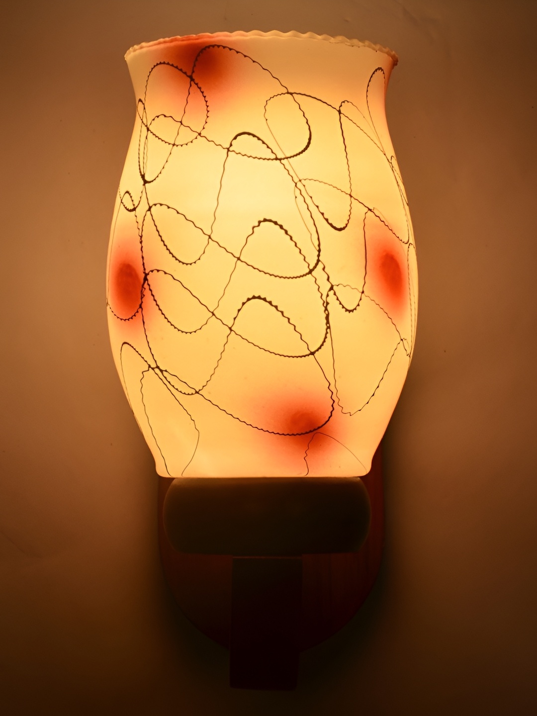 

1ST TIME White & Orange Printed Glass Contemporary Wall Lamp