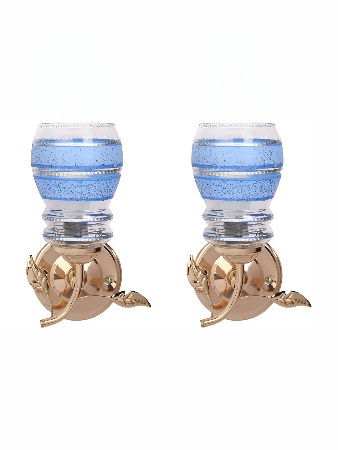 

1ST TIME Blue & Transparent 2 Pieces Printed Glass Contemporary Abstract Shaped Wall Lamps