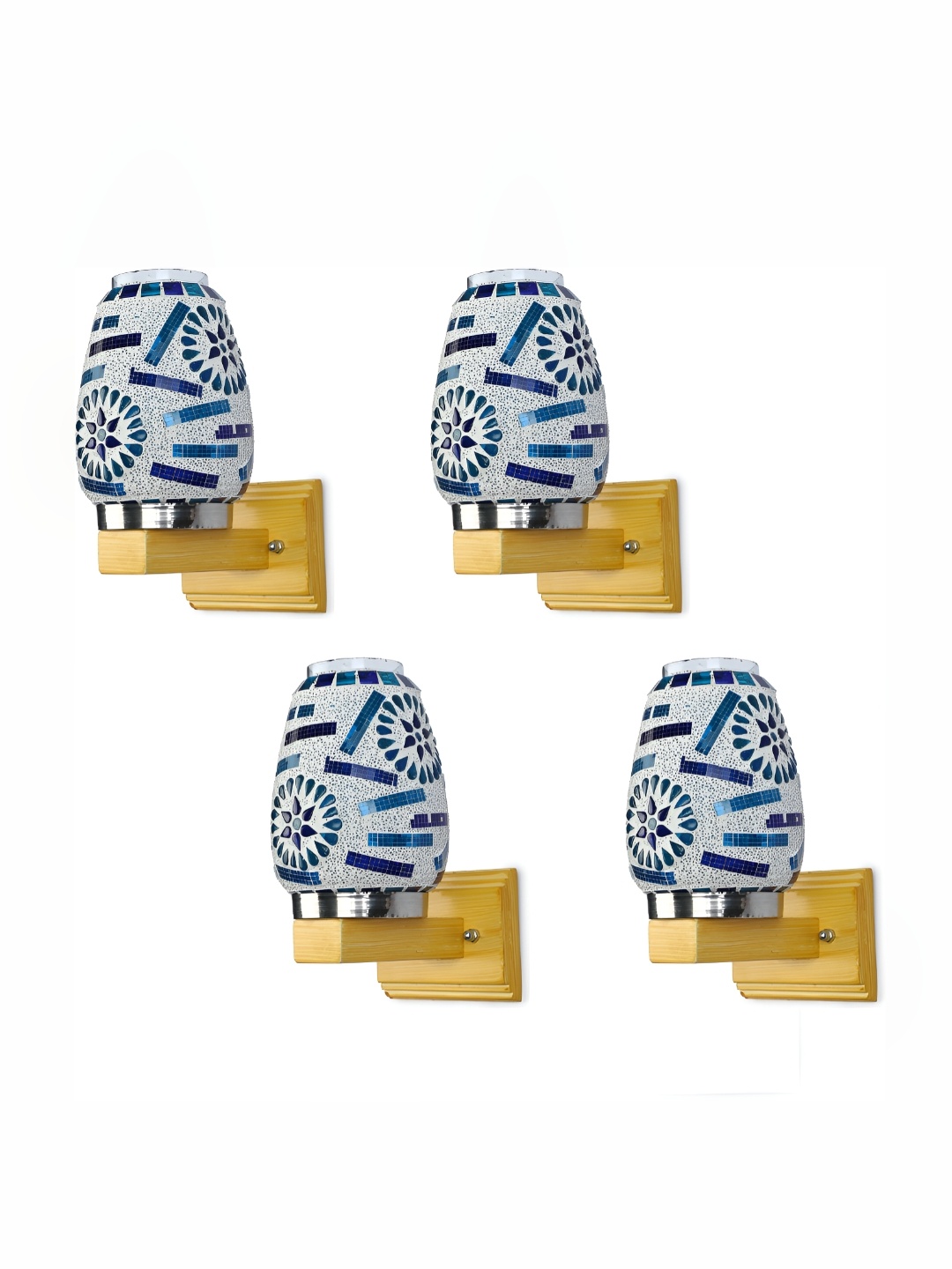 

1ST TIME White & Blue 4 Pieces Textured Glass Traditional Wall Lamp