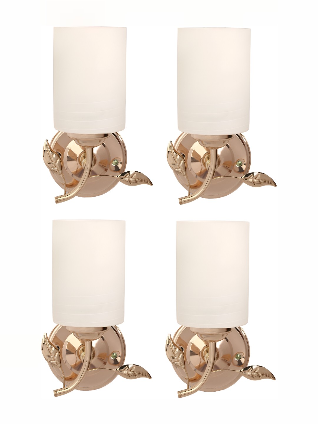 

1ST TIME White & Gold Toned 4 Pieces Cylinder Shaped Glass Wall Lamps