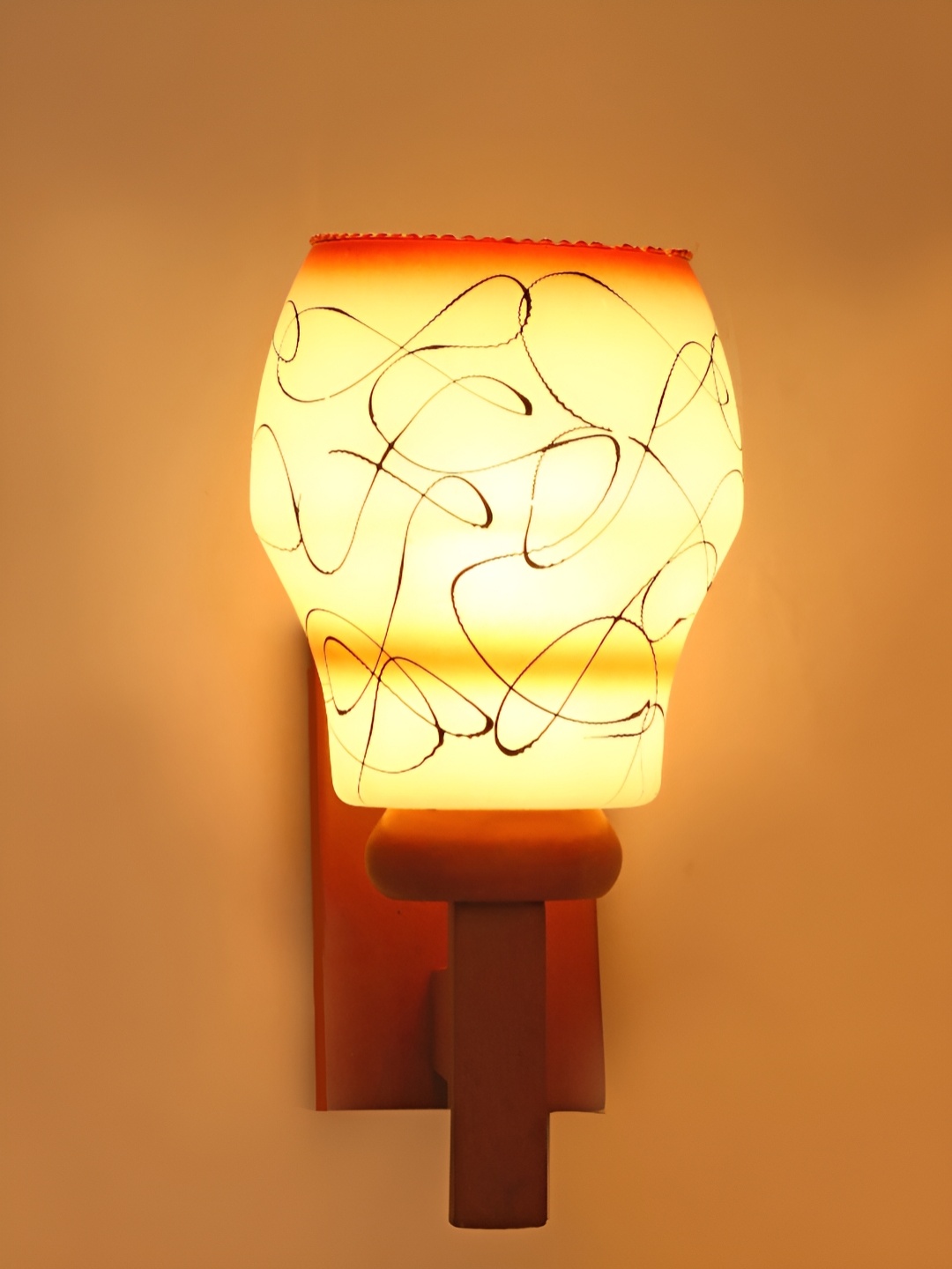 

1ST TIME White & Black Printed Glass Traditional Wall Lamp