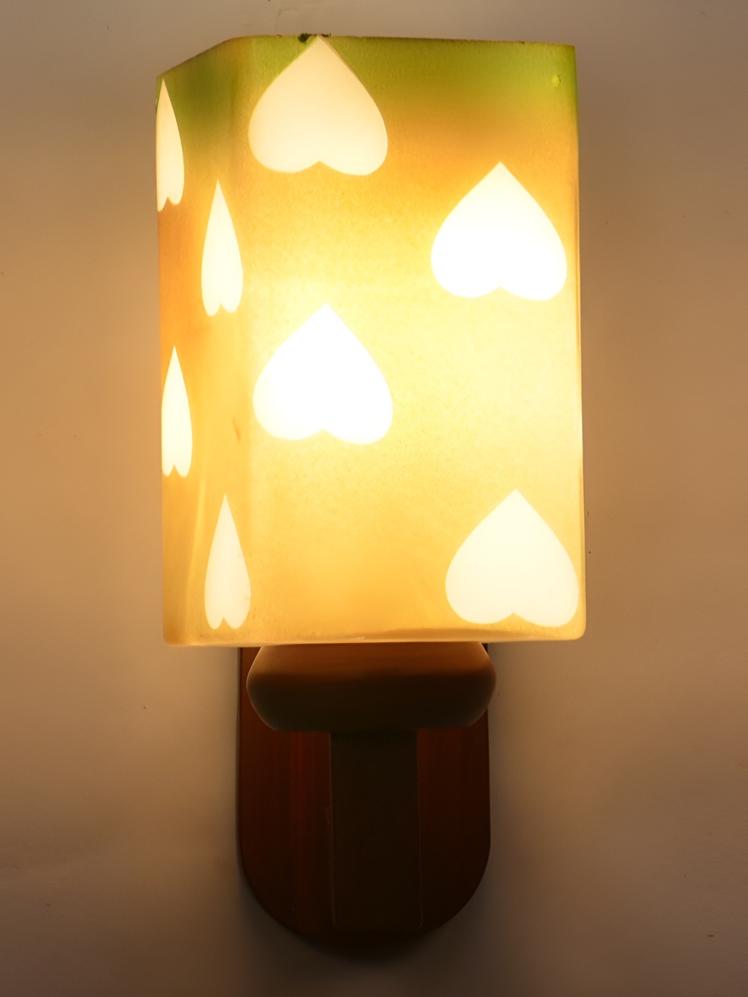 

1ST TIME Green & Yellow Printed Glass Traditional Rectangle Shaped Wall Lamp