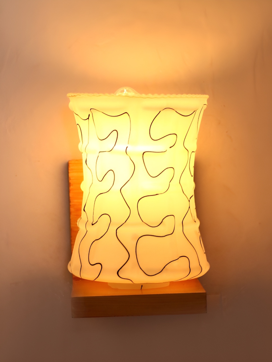 

1ST TIME White & Black Printed Glass Abstract Shaped Contemporary Wall Lamp