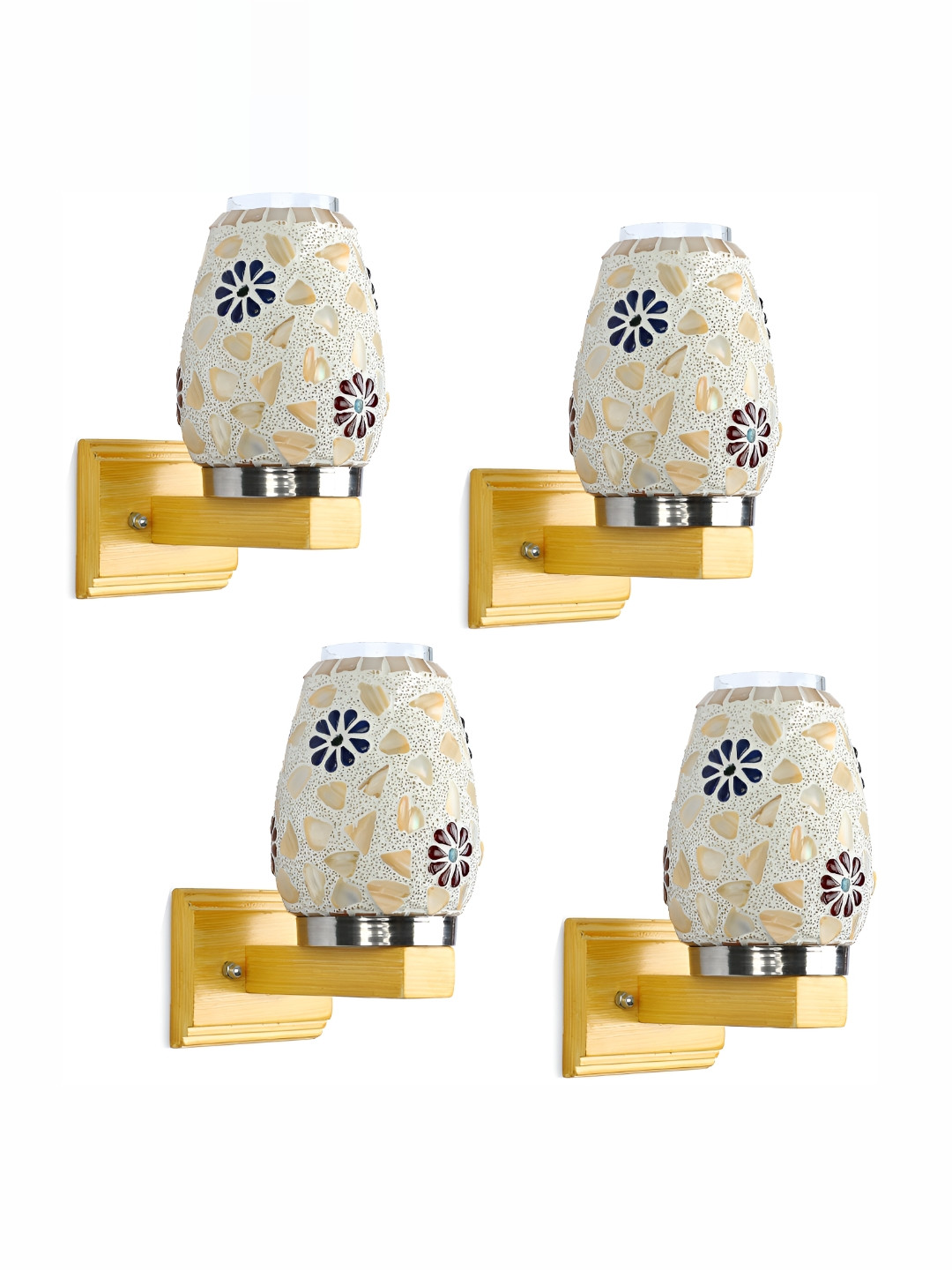 

1ST TIME White & Blue 4 Pieces Textured Glass Contemporary Wall Lamps