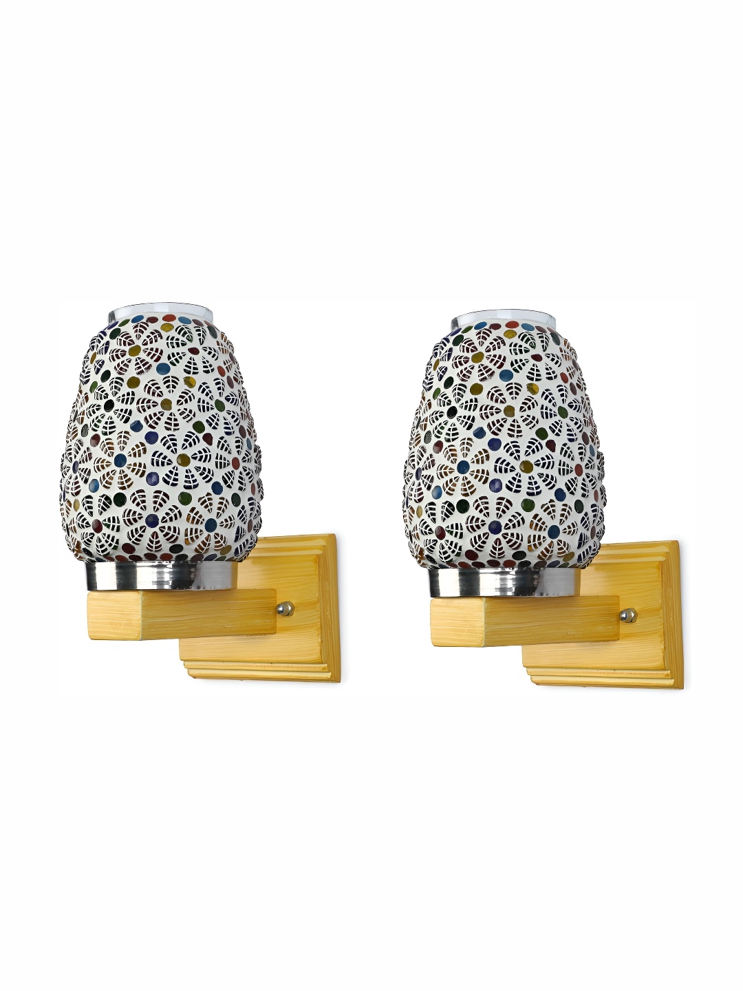 

1ST TIME White & Blue 2 Pieces Textured Glass Contemporary Wall Lamps